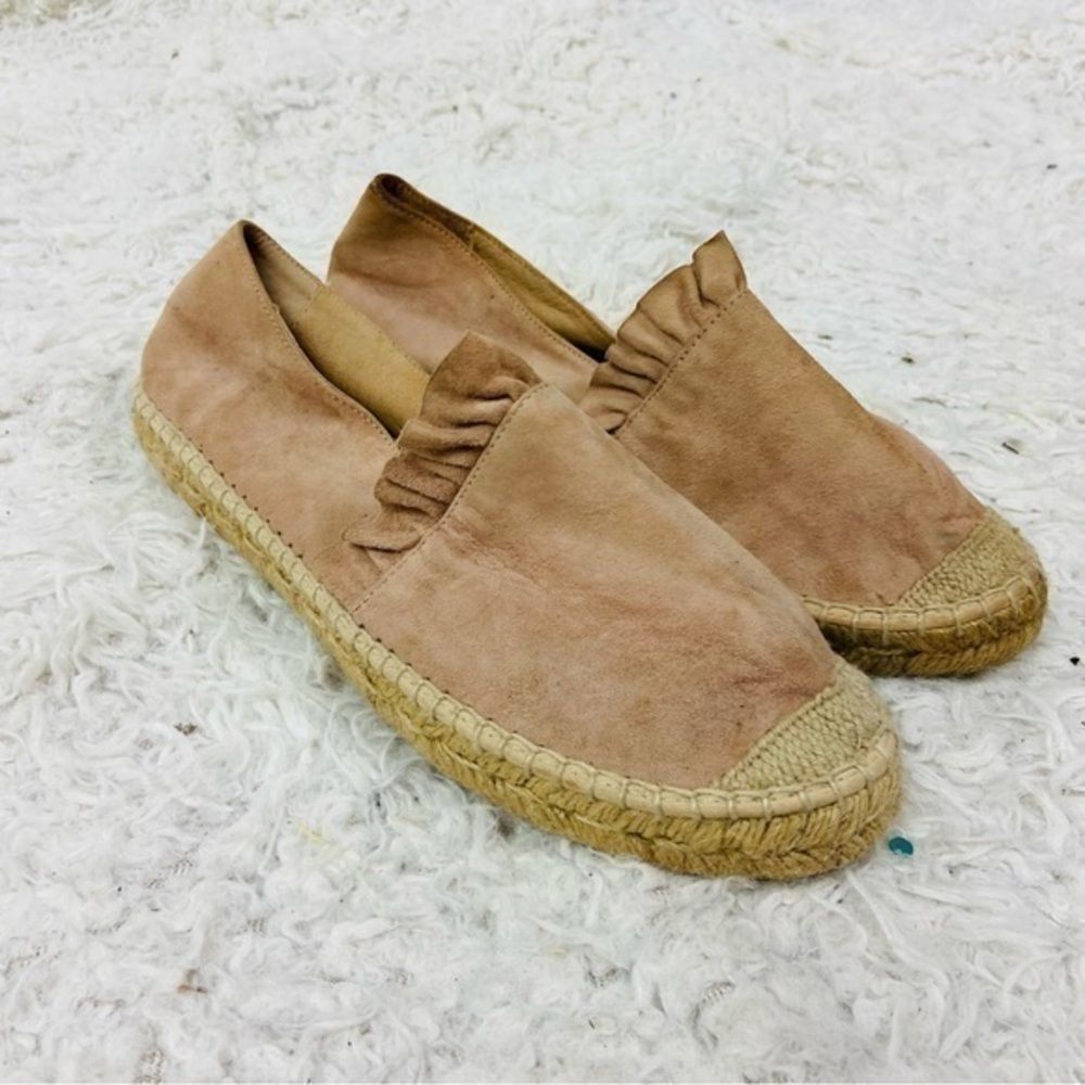 Conchisa made in Italy light pink suede Tan flat Espadrille Shoes size 7.5